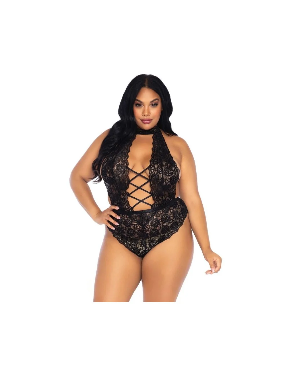 LEG AVENUE - FLORAL RENDA CROTHLESS TEDDY PLUS SIZE LEG AVENUE - FLORAL RENDA CROTHLESS TEDDY PLUS SIZE