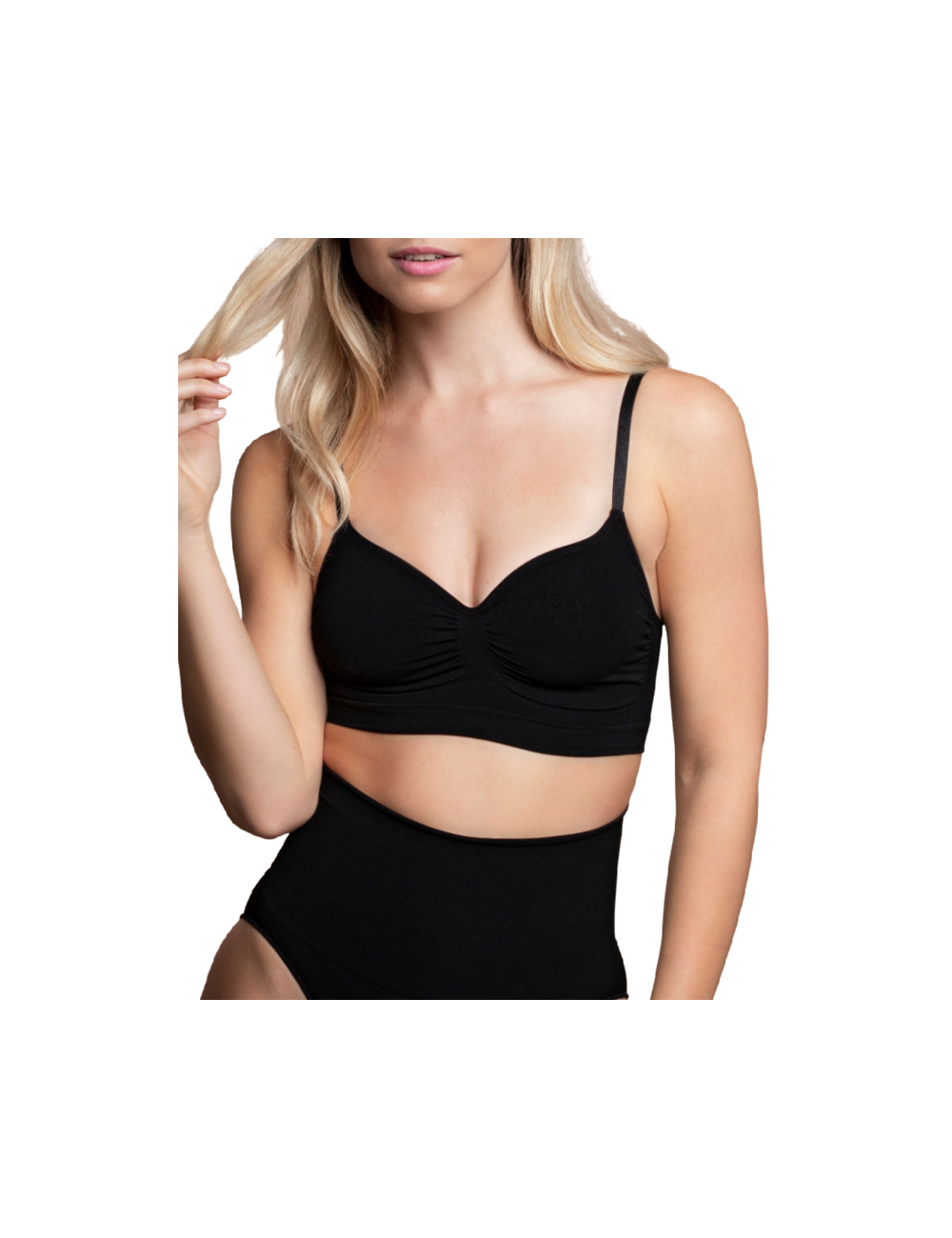 BYE-BRA - MEDIUM CONTROL SUTI SEM PONTOS PRETO TAMANHO XXL