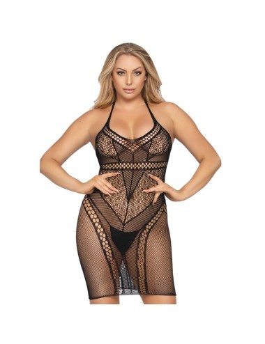 LEG AVENUE - MINI VESTIDO MULTI NET TAMANHO ÚNICO - PRETO