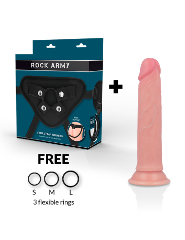 ROCKARMY - ARNÊS + DILDO SILICONE LÍQUIDO PREMIUM AVENGER 19 CM -O- 3.98 CM