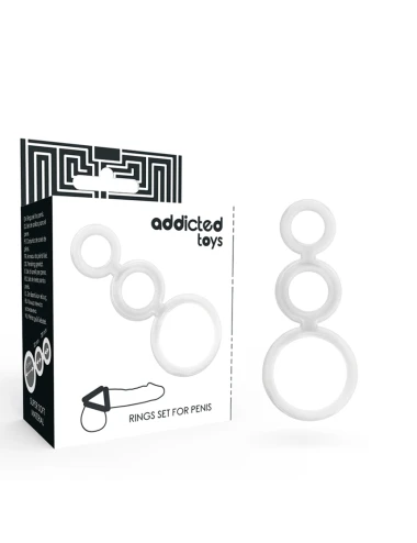 ADDICTED TOYS SET  ANILLOS PENE Y TESTICULOS CLEAR