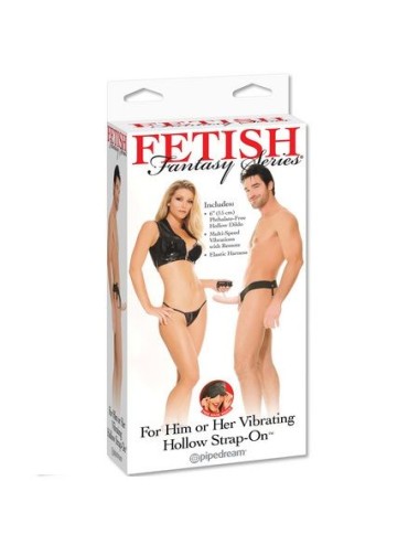 FETISH FANTASY SERIES - ARNÊS VIBRADOR OCO PARA ELE E ELA NATURAL 14CM