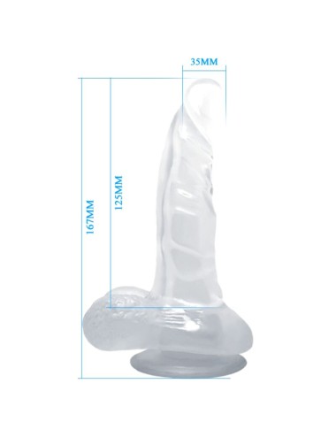BAILE - DILDO REALÍSTICO COM VENTOSA E TESTÍCULOS 16.7 CM TRANSPARENTE