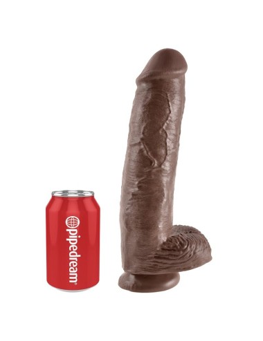 KING COCK - 11 DILDO CASTANHO COM BOLAS 28 CM