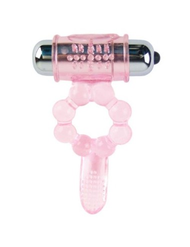 ANILLO SILICONA 10 RITMOS  LENGUA CON VIBRACION ROSA