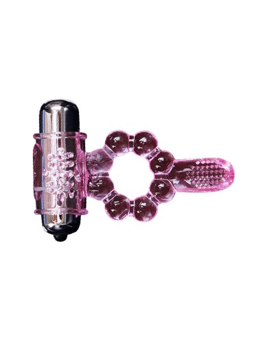 BAILE - ANEL DE SILICONE 10 RITMOS DE LÍNGUA COM VIBRAO ROSA