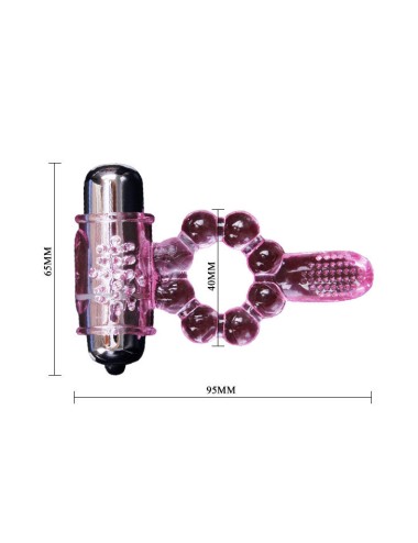 BAILE - ANEL DE SILICONE 10 RITMOS DE LÍNGUA COM VIBRAO ROSA