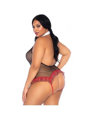 LEG AVENUE - SCHOOLGIRL CROTHLESS FITNESS TEDDY PLUS SIZE