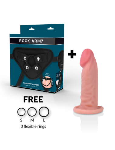 ROCKARMY - ARNÊS + DILDO REALÍSTICO TIGRE DE DUAL DENSIDADE 14 CM -O- 4.46 CM
