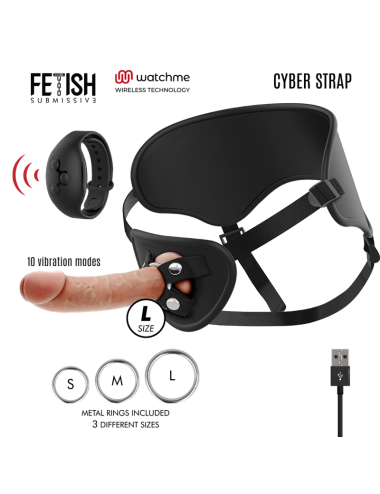 FETISH SUBMISSIVE CYBER STRAP - ARNÊS COM TECNOLOGIA DILDO WATCHME L DE CONTROLE REMOTO