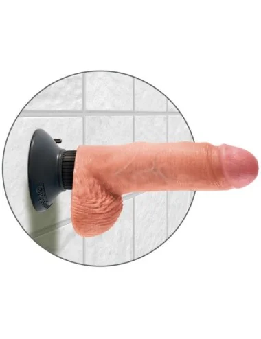 KING COCK - DILDO VIBRADOR COM TESTÍCULOS 17.78 CM NATURAL
