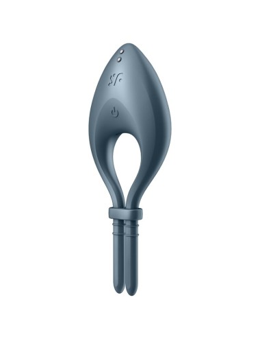 SATISFYER - APLICATIVO VIBRADOR DE ANEL BULLSEYE CINZA