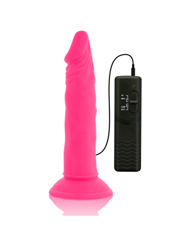 DIVERSIA - DILDO FLEXÍVE COM VIBRAO ROSA 23 CM -O- 4.3 CM