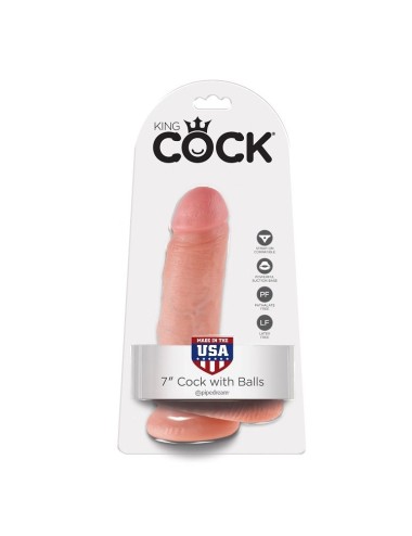 KING COCK - 7 CARNE DE DILDO COM BOLAS 17.8 CM