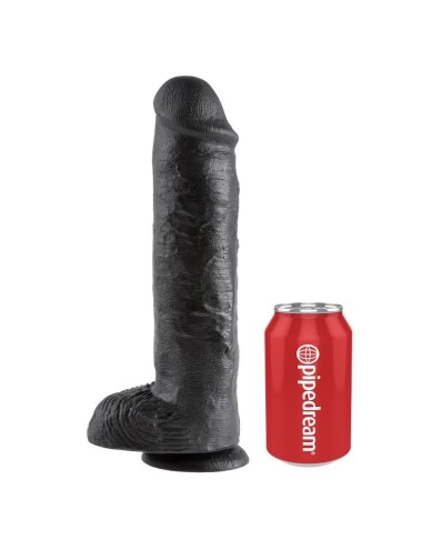 KING COCK - 11 DILDO PRETO COM BOLAS 28 CM