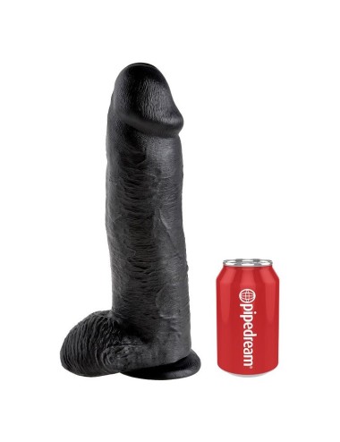 KING COCK - 12 DILDO PRETO COM BOLAS 30.48 CM