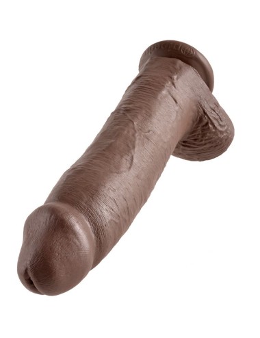 KING COCK - 12 DILDO CASTANHO COM BOLAS 30.48 CM