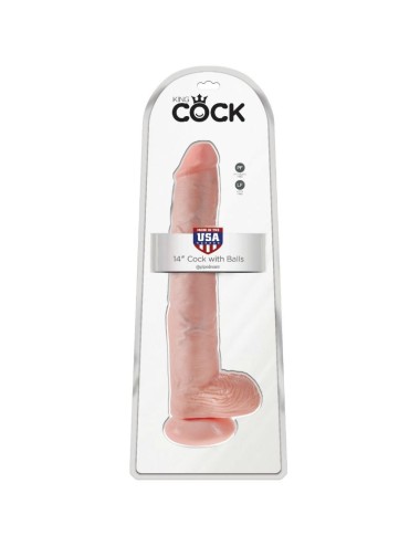 KING COCK - DILDO COM BOLAS 35.6 CM CARNE