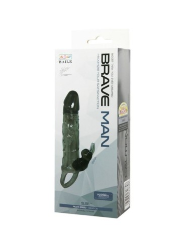 BAILE - CAPA PARA PÉNIS BRAVE MAN COM COELHO PRETO 16.5 CM