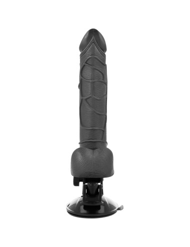 BASECOCK - VIBRADOR REALISTA CONTROLE REMOTO PRETO COM TESTÍCULOS 19.5 CM -O- 4 CM
