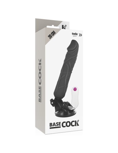 BASECOCK - VIBRADOR DE CONTROLE REMOTO REALÍSTICO PRETO 20 CM -O- 4 CM