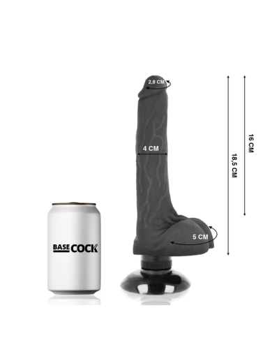 BASECOCK REALISTIC VIBRATOR 2-1 BLACK 18.5 CM
