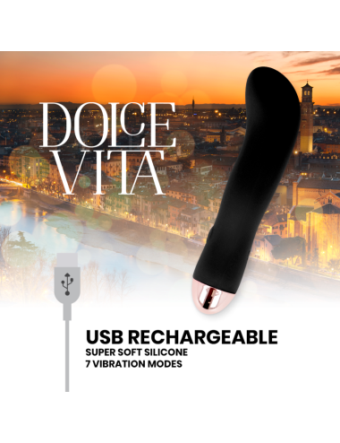DOLCE VITA - VIBRADOR RECARREGÁVEL DOIS PRETO 7 VELOCIDADE