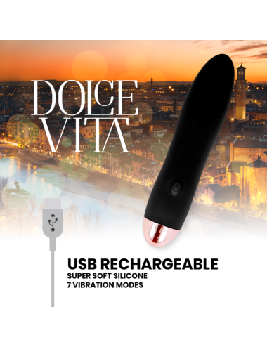 DOLCE VITA - VIBRADOR RECARREGÁVEL QUATRO PRETO 7 VELOCIDADES