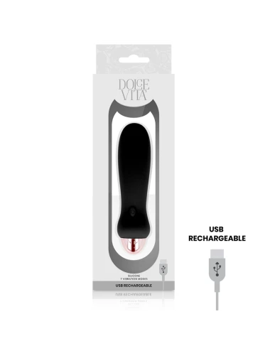 DOLCE VITA - VIBRADOR RECARREGÁVEL CINCO PRETO 7 VELOCIDADES