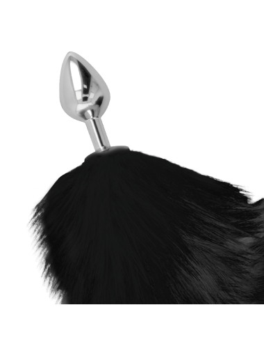 DARKNESS - PLUG ANAL PRATA 8 CM COM CAUDA PRETA