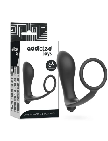 PLUGUE ANAL VIBRATÓRIO DE BRINQUEDOS VICIADOS COM ANEL DE PÊNIS