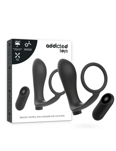 ANEL DE PÊNIS DE BRINQUEDOS VICIADOS COM CONTROLE REMOTO ANAL PLUG PRETO RECARREGÁVEL