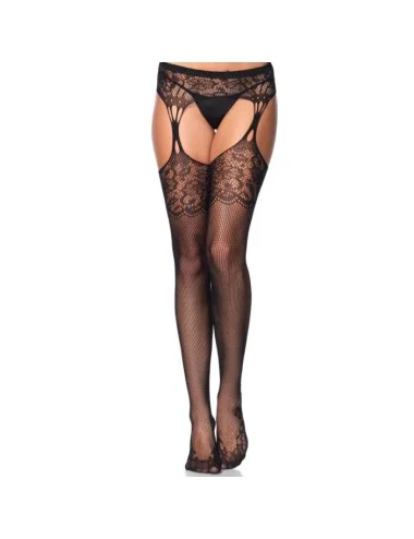LEG AVENUE - MEIAS TEAR DROP GARTERBELT PRETAS