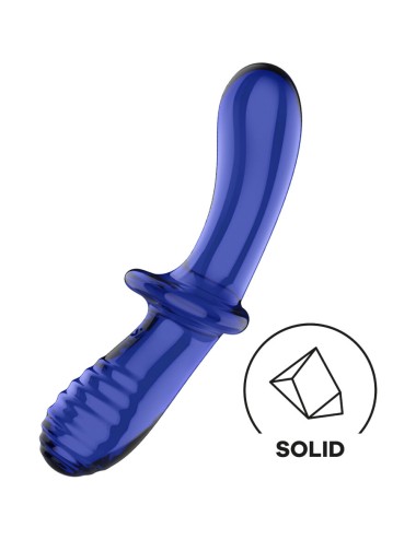 SATISFYER - DILDO DE CRISTAL DUPLO AZUL