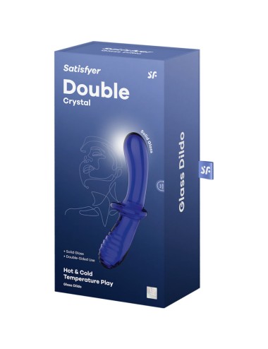 SATISFYER - DILDO DE CRISTAL DUPLO AZUL