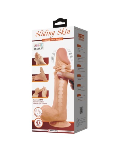 PRETTY LOVE - SÉRIE SLIDING SKIN DILDO REALÍSTICO COM VENTOSA DESLIZANTE PELE CONTROLO REMOTO CARNE 24 CM