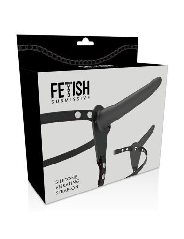 FETISH SUBMISSIVE HARNESS - VIBRADOR DE SILICONE PRETO 15 CM