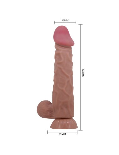 PRETTY LOVE - SÉRIE SLIDING SKIN DILDO REALÍSTICO COM VENTOSA DESLIZANTE PELE MARROM 24 CM
