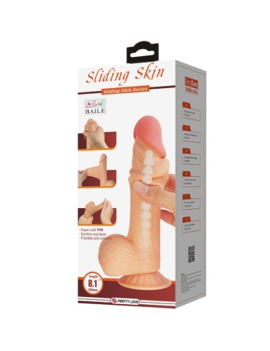 PRETTY LOVE - SÉRIE SLIDING SKIN DILDO REALÍSTICO COM VENTOSA DESLIZANTE PELE 20,6 CM