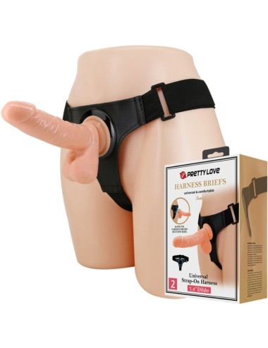 PRETTY LOVE - ARNÊS CUECAS ARNÊS UNIVERSAL COM DILDO TOM 20 CM NATURAL