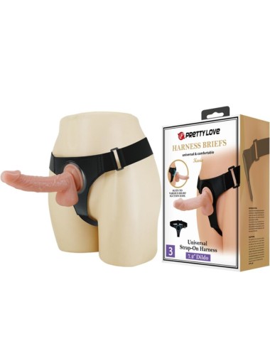PRETTY LOVE - ARNESS BRIEFS ARNÊS UNIVERSAL COM DILDO KEVIN 19 CM NATURAL