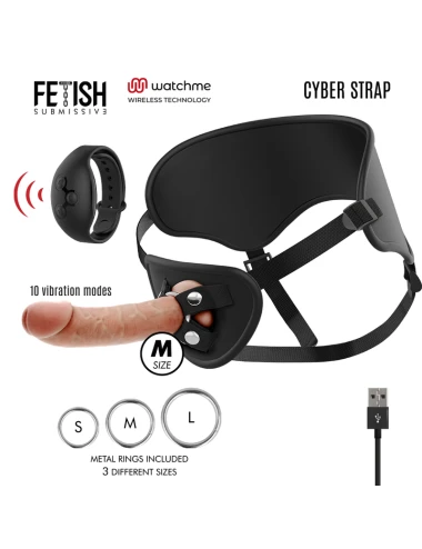 FETISH SUBMISSIVE CYBER STRAP - ARNÊS COM TECNOLOGIA DILDO WATCHME M DE CONTROLE REMOTO