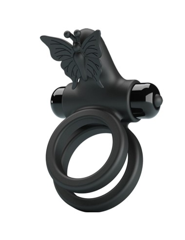 PRETTY LOVE - VIBRADOR DE ANEL DUPLO COM ESTIMULADOR PRETO