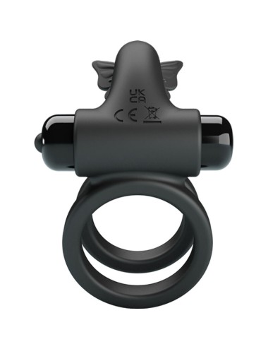 PRETTY LOVE - ANEL VIBRADOR DUPLO COM ESTIMULADOR PRETO
