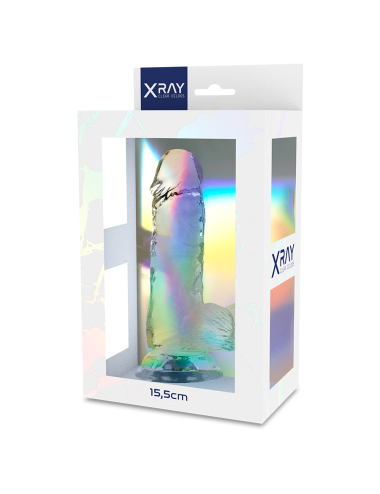 X RAY - DILDO TRANSPARENTE COM BOLAS 15.5 CM -O- 3.5 CM