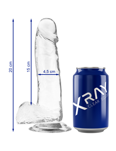 X RAY - DILDO TRANSPARENTE COM BOLAS 20 CM -O- 4.5 CM