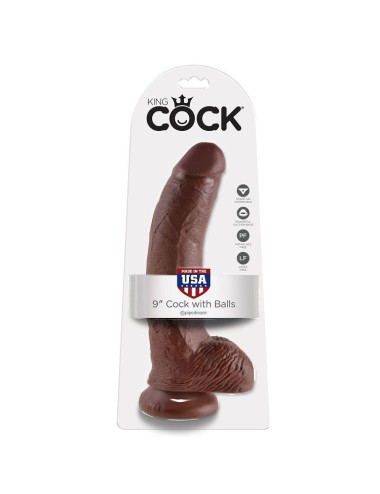 KING COCK - 9 DILDO CASTANHO COM BOLAS 22.9 CM