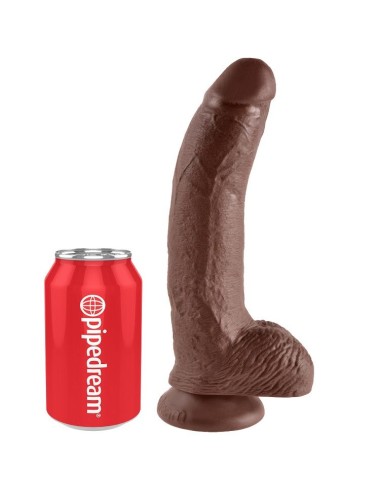 KING COCK - 9 DILDO CASTANHO COM BOLAS 22.9 CM