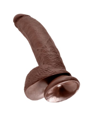 KING COCK - 9 DILDO CASTANHO COM BOLAS 22.9 CM