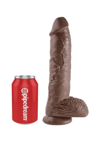 KING COCK - 10 DILDO CASTANHO COM BOLAS 25.4 CM